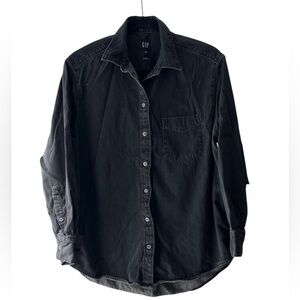 GAP Women’s The Big Shirt Charcoal Oversized Denim Size XSP EUC Preppy Casual